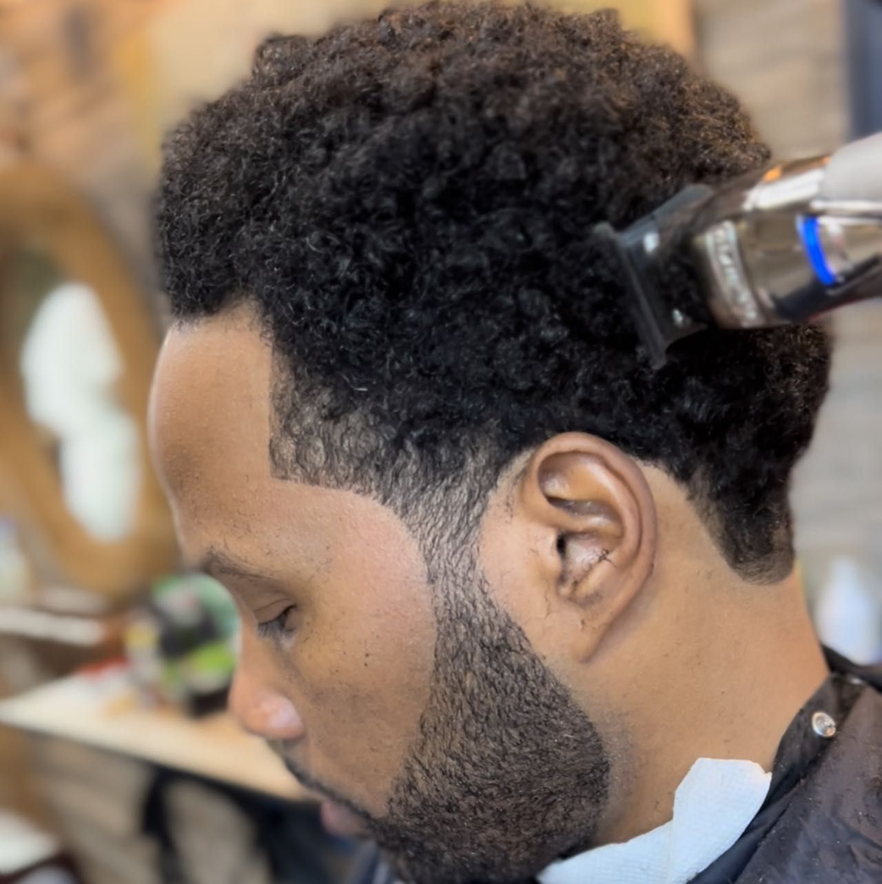 Detailed taper haircut at Figs Barber Shop Harlem
