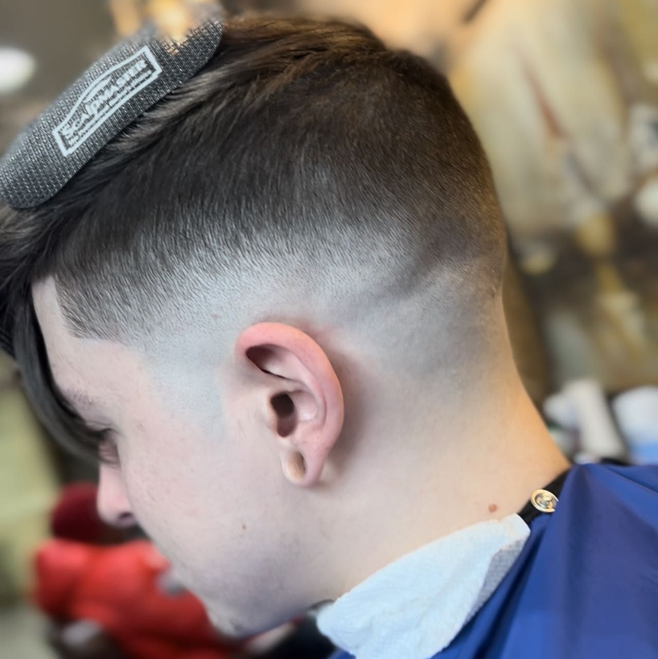 Close-up of a fresh cut at Figs Barber Shop Harlem